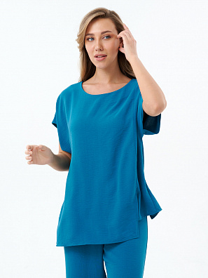 Летняя блузка оверсайз морская волна